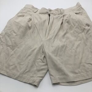 Island Silk Golf Shorts Mens Size 36 Beige Cream Color 100% Silk‎ Pleated Preown